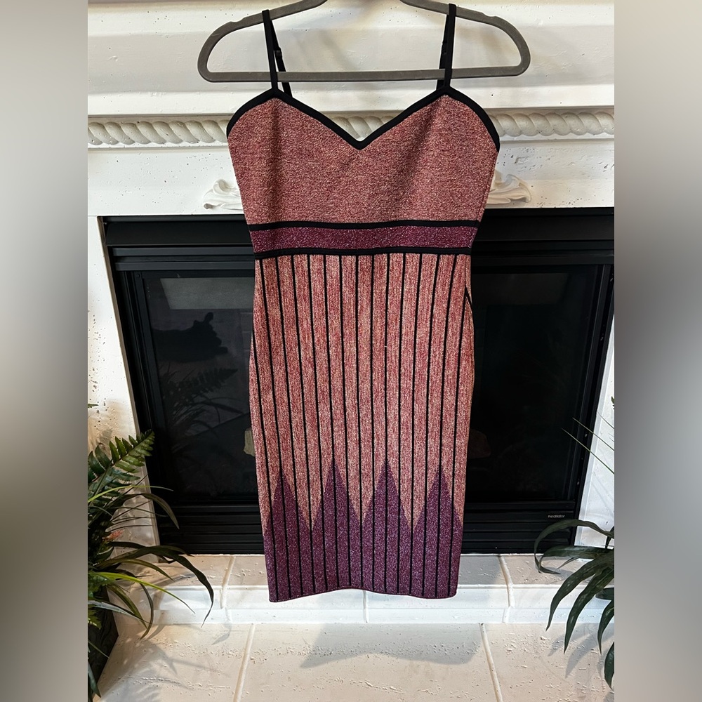 BCBGMaxAzria Strapless Pink and Purple Dress